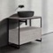 Console Sink Vanity With Matte Black Vessel Sink and Grey Oak Drawer, 35